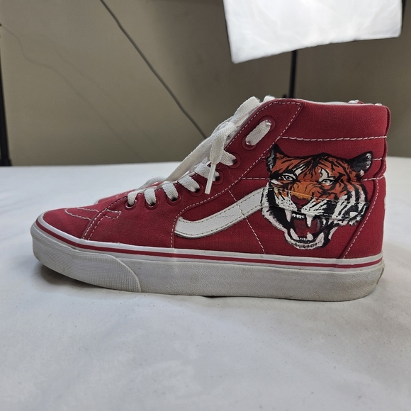Vans Sk8-Hi Red Tiger Custom Hand Painted High Top Sneakers Size US 6.5/Women 8 - Picture 3 of 13